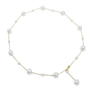 Gradient Starry Sky Freshwater Pearl Choker Necklace 925 Silver AAA Quality Alternating Sizes Women’s Classic Fashion Jewelry
