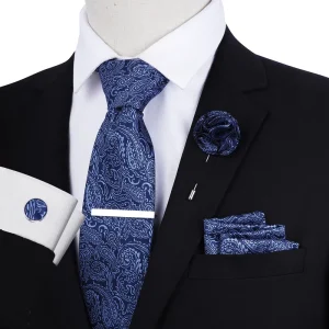 Gravata Luxo Men Formal Wedding Accessories Polyester Paisley Neck Tie Set