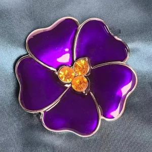 Greek Sorority Jewelry Dst for Sigma Purple Flower Enamel Rhinestone Silver Plated Brooches African Violet Brooch Wedding Gift