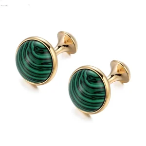 Green Agate Stone Premium Cufflinks Custom Men’s Suit Shirt Fashion Accessory Wedding Tuxedo Trendy Jewelry Gift Set