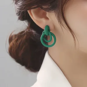 Green Silver Needle Alloy Drop Earrings with Imitation Pearl Trendy Party Fashion Women’s Luxury Versatile Factory