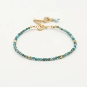 Green Turquoise Bracelet Gold Plated Stainless Steel Natural Stone Beaded Bracelet for Women Minimalist Jewelry Gift