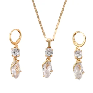 Guangzhou Manufacturer Fashionable Jewelry Small Dubai 18k Carat Gold Plated Necklace with Earrings Jewelry Sets Gifts for Women