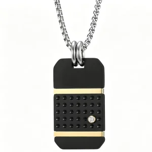 Guangzhou Trendy Stainless Steel Black Gold Unisex Link Chain Necklace ZIRCON Pendant Gift