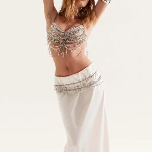 Guayue Luxury Crystal Beaded Alloy Body Chain Bra Halter Neck Chest Jewelry Women Y2K Festival Rave Party Wedding Clubwear