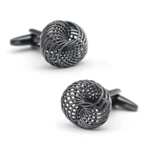 Gun Metal Love Knot Elegant Cufflinks Custom Mens Suit Shirt Fashion Accessory Wedding Tuxedo Trendy Jewelry Gift Set