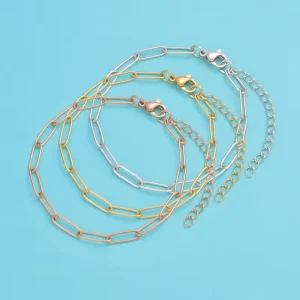 HA Hip hop Style DIY Paperclip Bracelet Stainless Steel Chain Bracelets Women Fashion Beaded Bracelets
