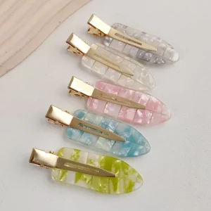 HC40191 Custom Candy Colored Hair Clips 6cm Plaid Dazzling Fashion Simple Hair Clamp Personality Accessories Women