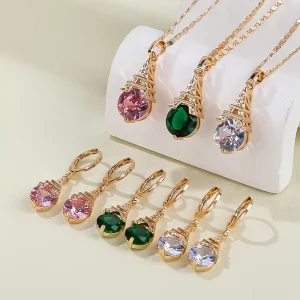 HD Jewelry Set Made in China New Fashion 18K Gold Plating Costume Jewellery for Women Wedding Party
