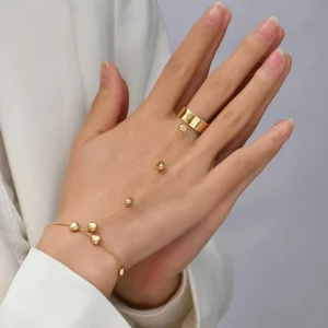HL New Fashion Gold Plated Alloy Butterfly Zircon Charm Punk Style Finger Chain Bracelet for Women’s Party