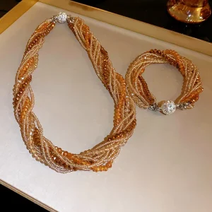 HN5059 Fashion Bohemian Style Beads Jewelry Set Beaded Necklace Bracelet Set