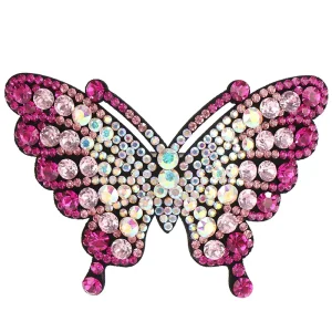 HX 235 Fashion Shiny Crystal Hair Accessories Butterfly Diamond Spring Hair Clip for Women
