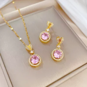 HY Personalized Stainless Steel Necklace for Women Elegant Smart Sparkling Pendant Niche Design Internet Celebrity Trendy