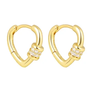HYH Fashion 925 Silver Needle Unique Heart Huggie Earrings