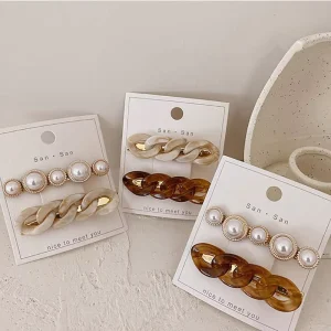 HZM 60108 New Korean Women Fashion Acrylic Hair Accessories Hairpins 2 Pieces Set Hair Clips