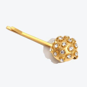 Hair Accessories Ball Zircon Jewelry 18k Gold Plated Hair Clip Stainless Steel Women Hair Clips