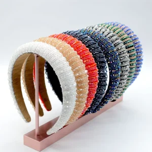 Hair Accessories Luxury Diamond Hairband Beads Baroque Bling Crystal Rhinestone Headband for Women Girls