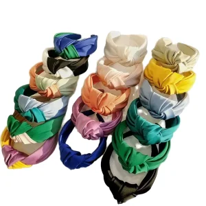 Hair Accessories Textured Satin Braid Knotted U Type Headbands Hair Clips Wide Edges European American Style