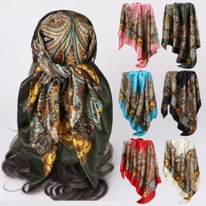 Hair Accessory 90*90 cm Scarves Square Lightweight Classic Cashew Pattern Shawl Scarf