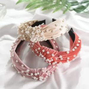 Hairband Pearl Headbands Twist Knot Velvet for Women Hair Decoration Women Girl Lady Hair Accessories