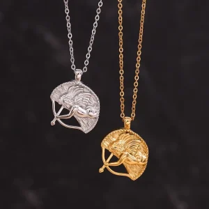 Half Cupid Coin Pendant Necklace Couple Jewelry 316L Stainless Steel Jewelry 18K PVD Gold Coin Necklace
