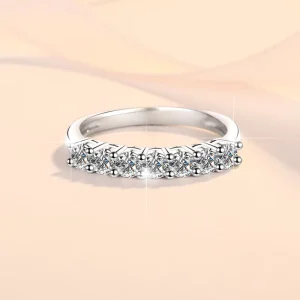 Half Eternity Ring GRA Certificate 0.1ct*7 VVs1 Moissanite S925 Sterling Silver Wedding Engagement Ring for Women