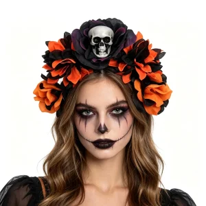 Halloween Christmas Festival Headband Rose Flower Vacation Ribbon Headpiece Chinese Hair Accessories