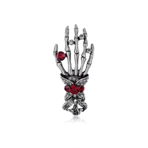 Halloween Costume Accessories Alloy Brooch Punk Female Hip hop Rhinestone Brooch Fashion Party Gift Skull Palm Chest Flower
