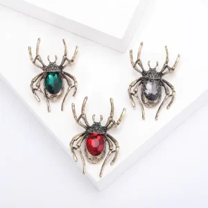 Halloween Costume Suit Pin Jewelry Fashion Alloy Rhinestone Studded Spider Brooch