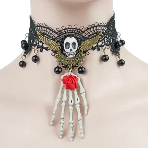 Halloween Costumes Jewelry for Women Steampunk Black Lace Choker Necklace Gothic Jewelry Accessories