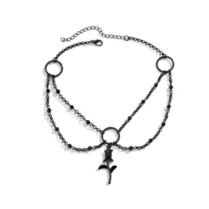 Halloween Crystal Tassel Necklace Black Rose Collarbone Chain Jewelry Necklaces Fashion Necklace for Women