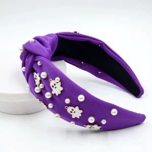 Halloween Ghost & Pearl Knotted Headbands Multi Color Hair Hoops Holiday Hair Accessories