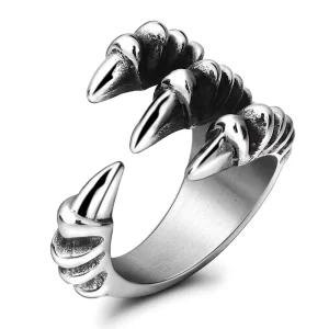 Halloween Gift Dragon Claw Design Male Bands Personality Vintage Punk Style Fashion Jewelry Mens Stainless Steel Rings