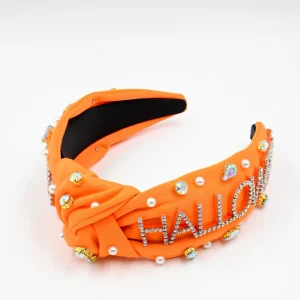 Halloween “HALLOWEEN” Rhinestone Knotted Headbands Multi Color Hair Hoops Holiday Hair Accessories