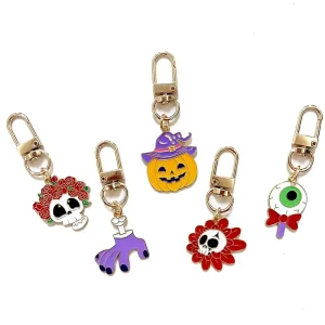 Halloween Pumpkin Alloy Keychain Cute Drip Oil Key Ring for Bag Charm & Holiday Gifts