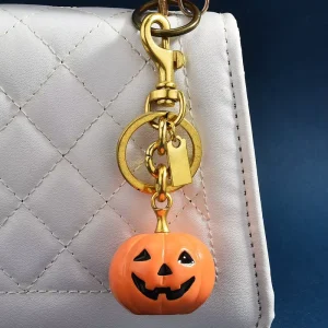 Halloween Pumpkin Keychain Gold Fashion Accessories Key Pendant Bag Charm Metal Keychains