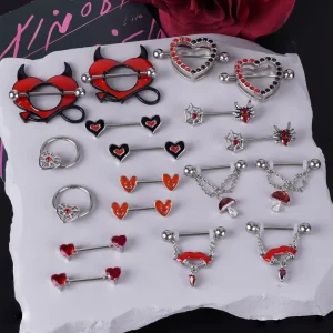 Halloween Stainless Steel Drip Oil Zircon Piercing Nipple Rings Body Piercing Jewelry Nipple Barbell Nipple Piercing Jewelry