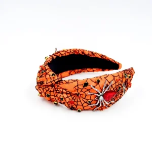 Halloween Style Printed Spider Web Fabric Handmade Adhesive Pumpkin Skull Devil Large Spider Design 13 CM Headband