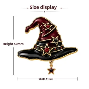 Halloween Witch Holding Broom Alloy Electroplated Brooch Niche Bestseller Fashionable Cartoon Corsage Pin Flying Broom Chest