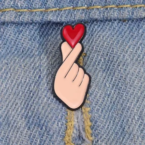 Hand Gesture Heart Enamel Pins Irregular Metal Brooch Decorate Backpack Collar Lapel Pin Badge for Lover Friends Child
