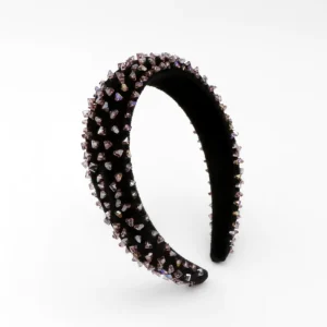 Hand Made Black Velvet Fashion Designer Rhinestone Custom Headband Women Hair Accessories