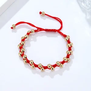 Hand Made Jewelry Colorful Rope Woven Bohemian Bracelet Gold Plated Polish Beads Macrame Adjustable String Bracelet