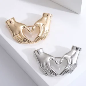 Hand Pose Heart Brooches for Women Unisex Office Causal Brooch Pins Gifts Unique Cross Your Hands Brooch Party Jewelry(BR444)