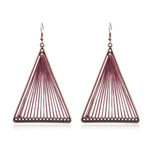 Hand Woven Threaded Earrings for Women Vintage Large Circle Earrings Bohemian Hollow Jewelry