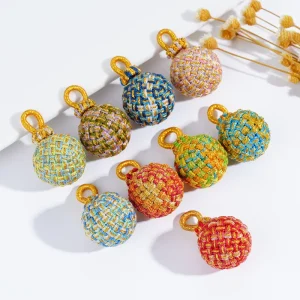Hand woven Exquisite Pom pom DIY Bag Charm Accessories Phone Chain Car Hanging Woven Ball Keychain