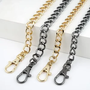 Handbag Hardware Accessories Big Heavy Metal Chain Adjustable Ladies Hand Bag Parts Accessories Gold Color Chain With Snap Hook