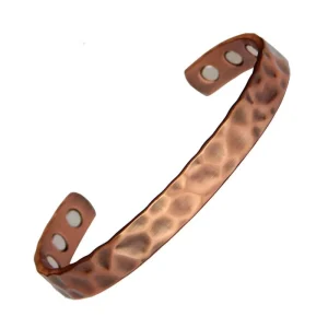 Handcrafted Vintage Red Copper Magnetic Bracelet for Men Adjustable Hammered Texture Fashion Bangle Healing Therapy Inspiration