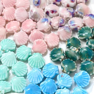 Handmade 11*12mm Colorful Ceramic Clay Beads Cute Ocean Shell Charm DIY Bracelet Necklace Jewelry Porcelain Graffiti XFYG TC 2