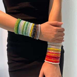Handmade 36pcs Set Charm Colorful Glass Crystal Beaded Bracelets Bohemian Elastic Bracelet Jewelry