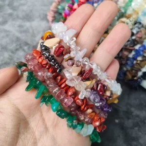 Handmade 5-8mm Healing Gravels Yoga Bracelet Colorful Natural Stone Crystal Chip Bracelets Jewelry